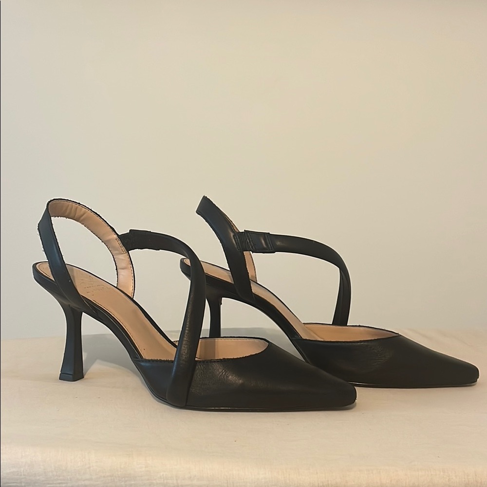 Vince Camuto Black Leather Slingback Heels